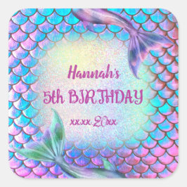 kleine zeemeermin patroon Verjaardag Vierkante Sticker
