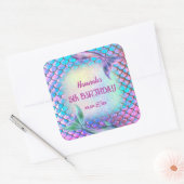 kleine zeemeermin patroon Verjaardag Vierkante Sticker (Envelop)