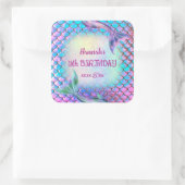 kleine zeemeermin patroon Verjaardag Vierkante Sticker (Tas)