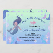 Kleine Zeemeermin Roze 5e Verjaardag Uitnodiging (Voorkant / Achterkant)