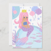 Kleine Zeemeermin roze haar Roze 3e Verjaardag Inv Kaart (Achterkant)