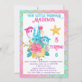 Kleine Zeemeermin Schaal Roze Turquoise Gouden Ver Kaart (Voorkant)