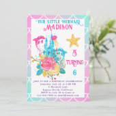 Kleine Zeemeermin Schaal Roze Turquoise Witte Verj Kaart (Staand voorkant)