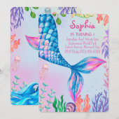 Kleine Zeemeermin Staart Onderwater Verjaardag Uit Kaart (Voorkant / Achterkant)