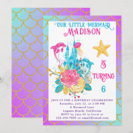 Kleine zeemeermin staart Paarse turquoise gouden v Kaart