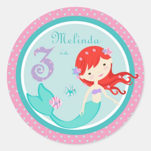 Kleine Zeemeermin Sticker Auburn 3 (Voorkant)