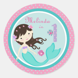 Kleine Zeemeermin Sticker Brunette 1B