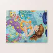 Kleine zeemeermin strand thema puzzel legpuzzel (Horizontaal)