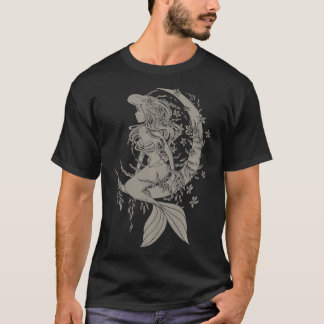 Kleine zeemeermin Tattoo stijl portret T-shirt