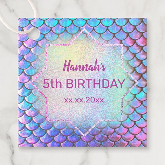 kleine zeemeermin Verjaardag Bedankjes Labels (Voorkant)