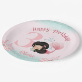 Kleine Zeemeermin Verjaardag Roze Papieren Bordje (Gekanteld)