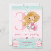 Kleine Zeemeermin Verjaardag Roze Uitnodiging (Voorkant)