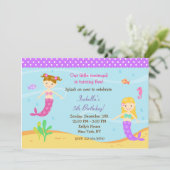 Kleine Zeemeermin Verjaardag Uitnodigingen (Staand voorkant)