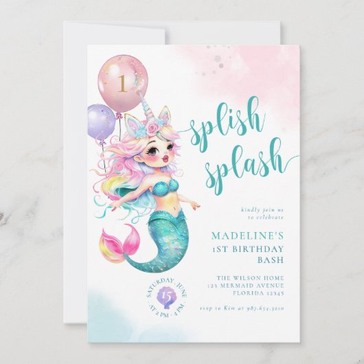 Kleine zeemeermin verjaardagsbash onder het Zee In Kaart (Voorkant)