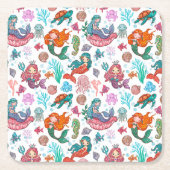 Kleine Zeemeermin Verjaardagspapier Servet Kartonnen Onderzetters (Voorkant)