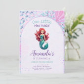 Kleine Zeemeermin Verjaardagsuitnodiging Kaart (Staand voorkant)