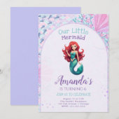 Kleine Zeemeermin Verjaardagsuitnodiging Kaart (Voorkant / Achterkant)