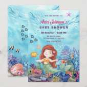 Kleine zeemeermin waterverf baby shower kaart (Voorkant / Achterkant)