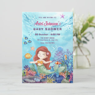 Kleine zeemeermin waterverf baby shower kaart