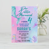 Kleine Zeemeermin, Waterverf Birthday Party Kaart (Staand voorkant)