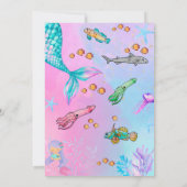 Kleine Zeemeermin, Waterverf Birthday Party Kaart (Achterkant)