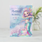 Kleine zeemeermin Waterverf onder het Zee Verjaard Kaart (Staand voorkant)