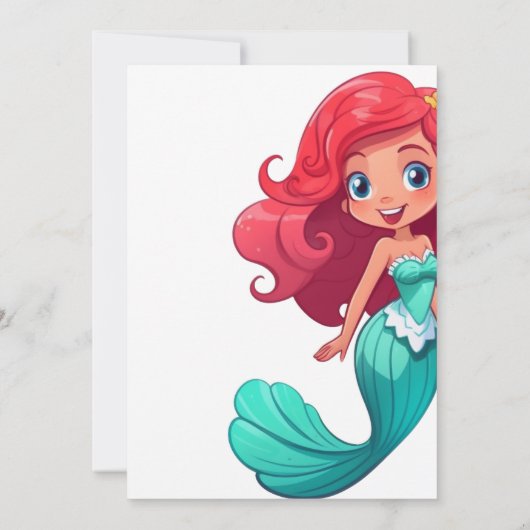 Kleine Zeemeermin Waterverf Verjaardagsuitnodiging Kaart (Achterkant)