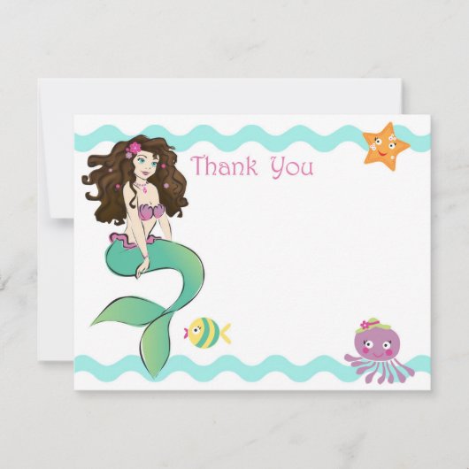Kleine zeemeerminikaart 2 bedankkaart (Voorkant)