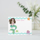 Kleine zeemeerminikaart 2 bedankkaart (Staand voorkant)
