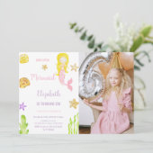 Kleine Zeemeerminnelijke Dag Uitnodigingen met fot (Staand voorkant)