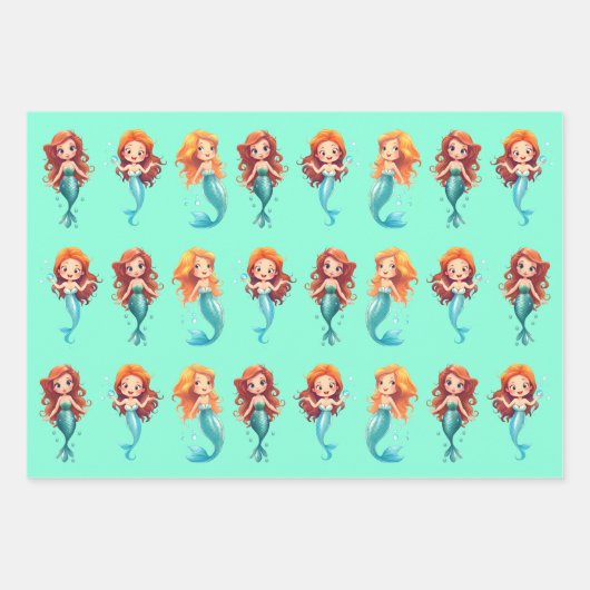 Kleine zeemeerminnen onder het Zee Gift Inpakpapier Vel (Voorkant 3)