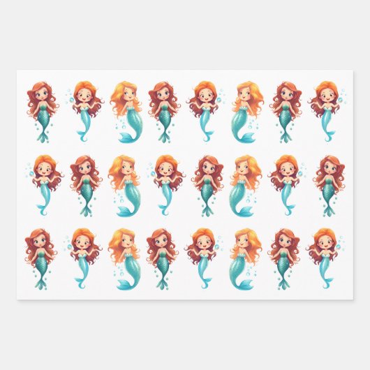 Kleine zeemeerminnen onder het Zee Gift Inpakpapier Vel (Voorkant 2)