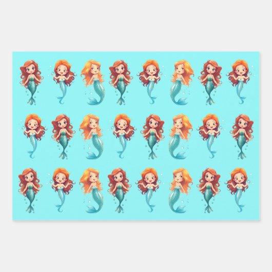 Kleine zeemeerminnen onder het Zee Gift Inpakpapier Vel (Voorkant)