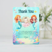 Kleine zeemeerminnen onder het Zee Verjaardag Bedankkaart (Staand voorkant)