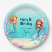 Kleine zeemeerminnen onder het Zee Verjaardagsfees Papieren Bordje (Voorkant)