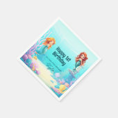 Kleine zeemeerminnen onder het Zee Verjaardagsfees Servet (Hoek)