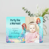 Kleine zeemeerminnen onder het Zee Verjaardagsuitn Kaart (Staand voorkant)