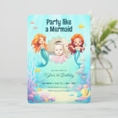 Kleine zeemeerminnen onder het Zee Verjaardagsuitn Kaart (Staand voorkant)
