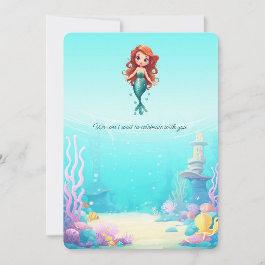Kleine zeemeerminnen onder het Zee Verjaardagsuitn Kaart (Achterkant)