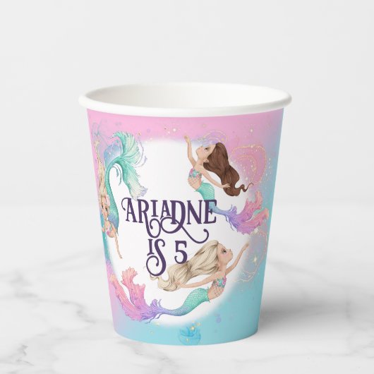  kleine zeemeerminnen papieren bekers (Voorkant)