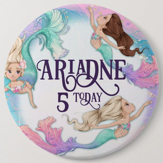 Kleine Zeemeerminnen Pin Badg Ronde Button 6,0 Cm (Voorkant)