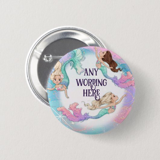  kleine zeemeerminnen Stickers Ronde Button 5,7 Cm (Voorkant /achterkant)