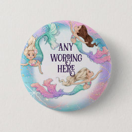  kleine zeemeerminnen Stickers Ronde Button 5,7 Cm