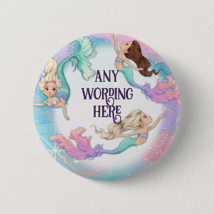 kleine zeemeerminnen Stickers Ronde Button 5,7 Cm