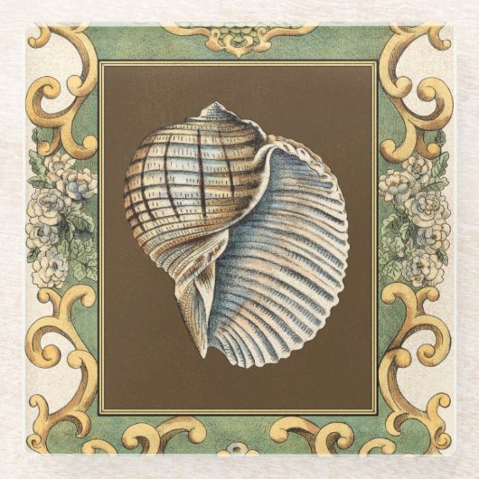 Kleine Zeemeerminnenschelpen Glazen Onderzetter (Voorkant)