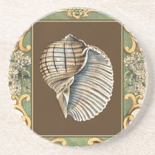 Kleine Zeemeerminnenschelpen Zandsteen Onderzetter (Voorkant)