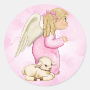 Kleine zegeningen engel meisje ronde sticker