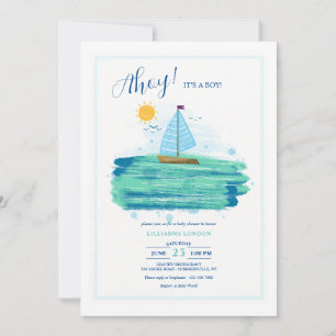 Kleine zeilboot Baby shower Kaart