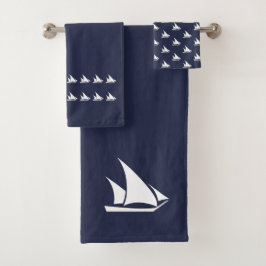 Kleine zeilboot badkamer Ocean Blue & white Bad Handdoek