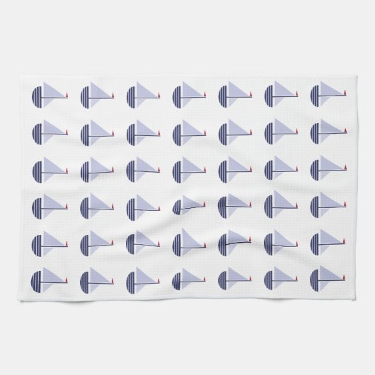 kleine zeilboot NAUTICAL KITCHEN marine Theedoek (Horizontaal)